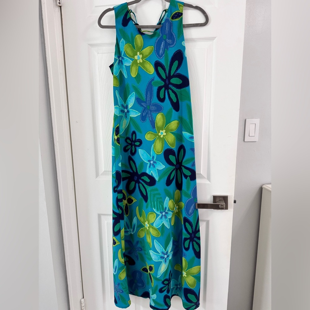 Floral Maxi Dress in Blue and Green